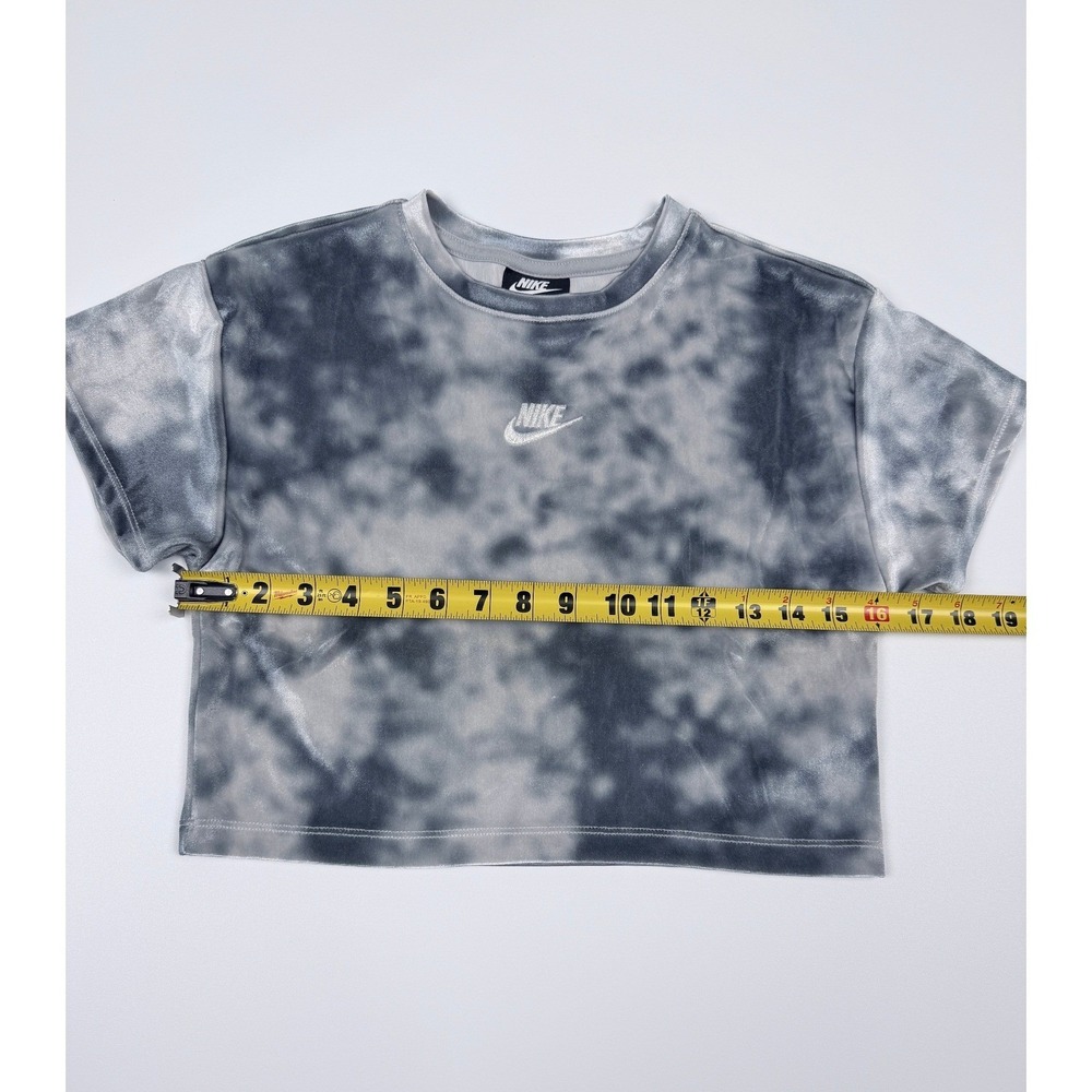 Nike Crop Top Girls 6x Grey Tie Dye Excellent Velour Short Sleeve Shirt - Picture 8 of 12
